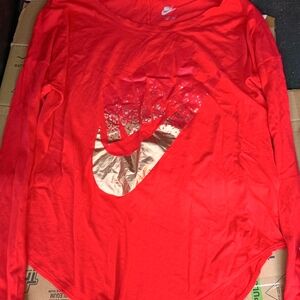 Nike Red Long Sleeve Top with Gold Logo